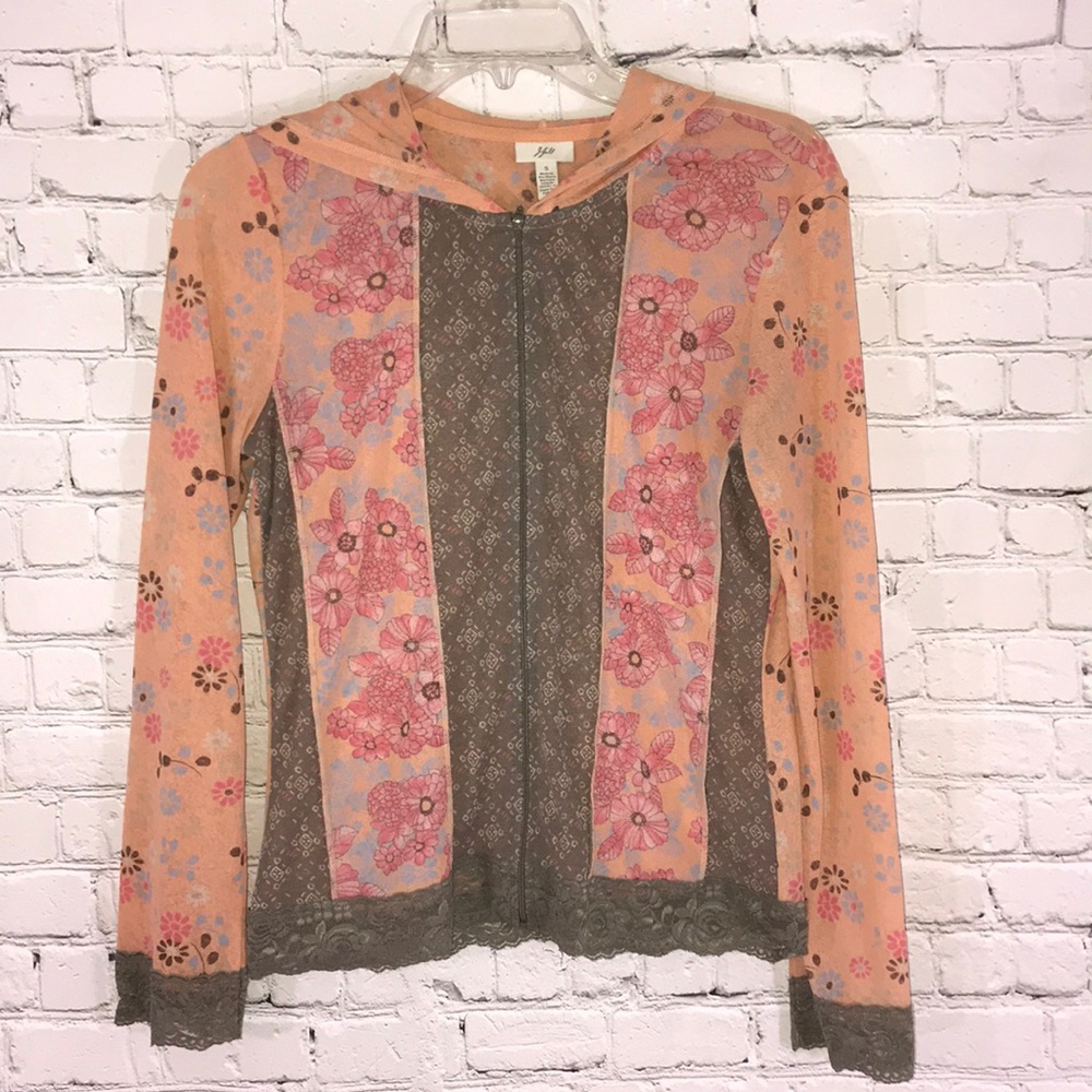 J Jill sheer floral jacket